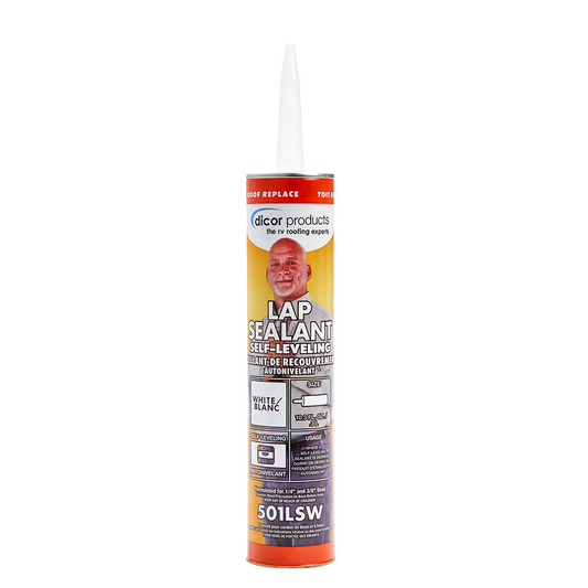 Dicor 501LSD-1 HAPS-Free Self-Leveling Lap Sealant for horizontal surfaces - 10.3 Oz, Dove (Bright White), Secure, Ideal for RV Roofing, Maintenance, Repair, Appliance Application